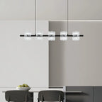 Suspension minimaliste noire à 10 lumières pour îlot central, avec télécommande et variateur