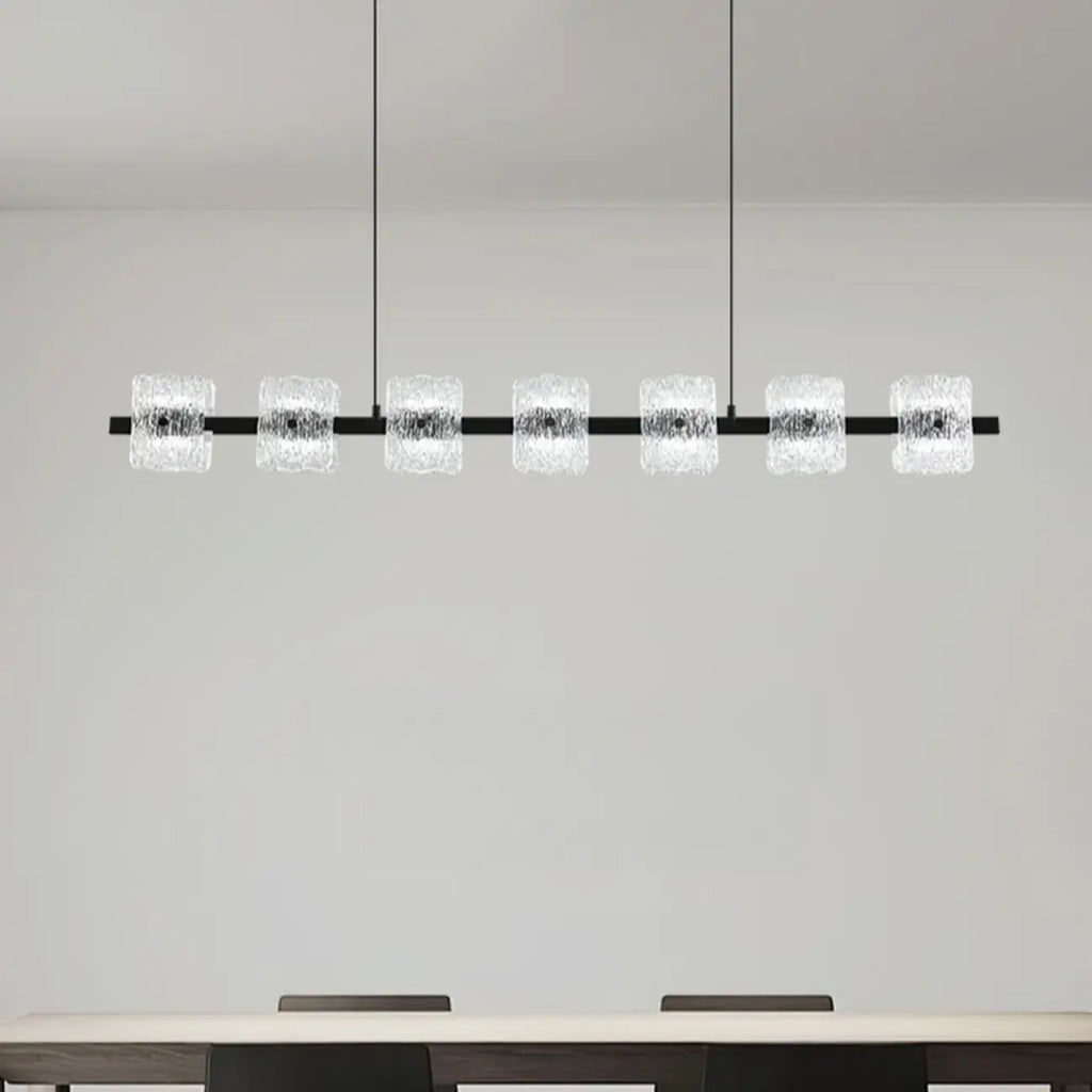 Suspension minimaliste noire à 10 lumières pour îlot central, avec télécommande et variateur