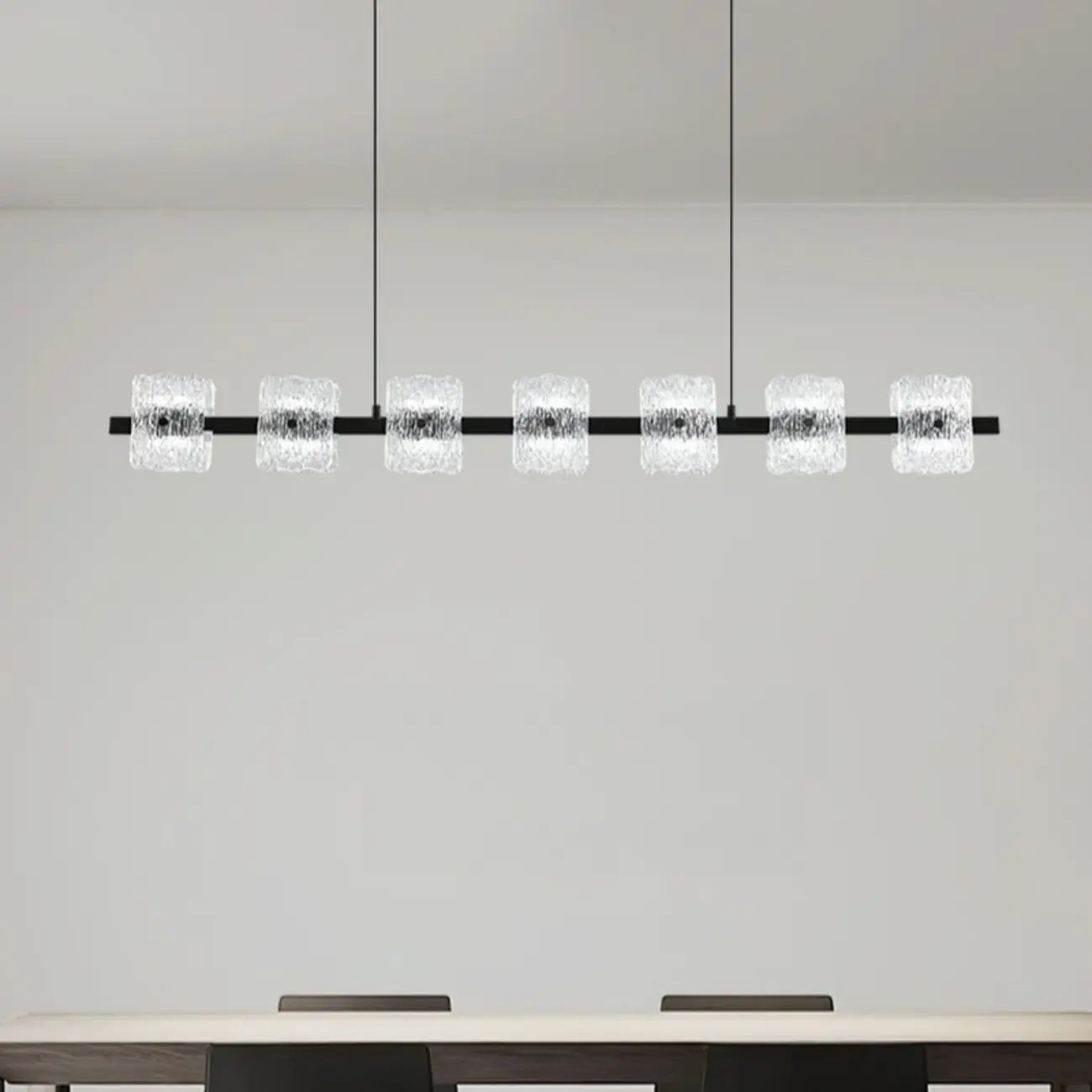 Suspension minimaliste noire à 10 lumières pour îlot central, avec télécommande et variateur