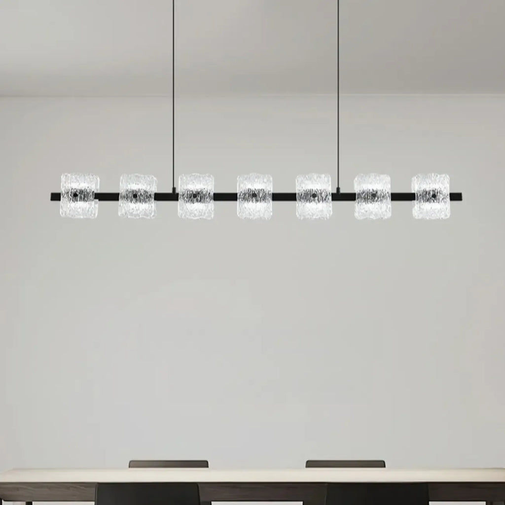 Suspension minimaliste noire à 10 lumières pour îlot central, avec télécommande et variateur