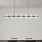 Suspension minimaliste noire à 10 lumières pour îlot central, avec télécommande et variateur