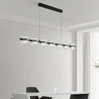 Suspension minimaliste noire à 10 lumières pour îlot central, avec télécommande et variateur