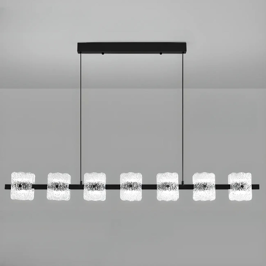 Suspension minimaliste noire à 10 lumières pour îlot central, avec télécommande et variateur