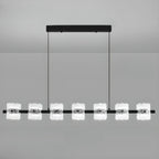 Suspension minimaliste noire à 10 lumières pour îlot central, avec télécommande et variateur