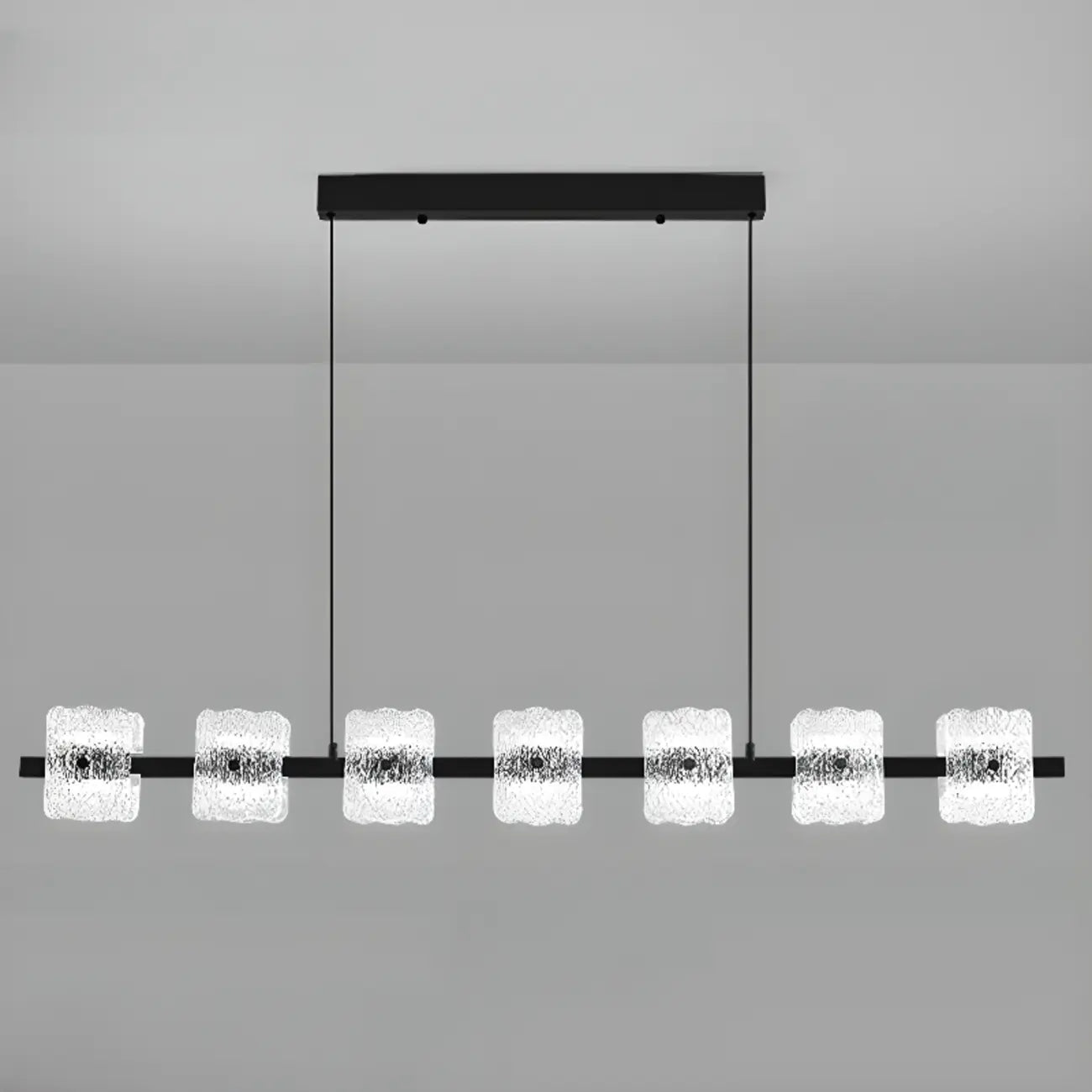 Suspension minimaliste noire à 10 lumières pour îlot central, avec télécommande et variateur