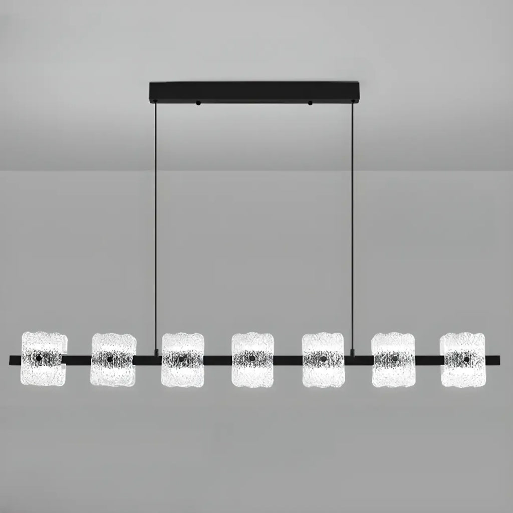 Suspension minimaliste noire à 10 lumières pour îlot central, avec télécommande et variateur