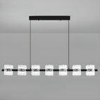 Suspension minimaliste noire à 10 lumières pour îlot central, avec télécommande et variateur
