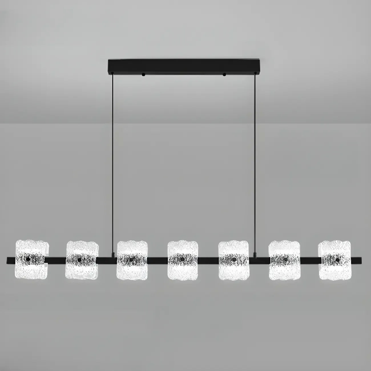Suspension minimaliste noire à 10 lumières pour îlot central, avec télécommande et variateur