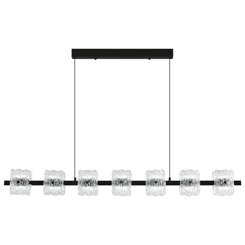 Suspension minimaliste noire à 10 lumières pour îlot central, avec télécommande et variateur