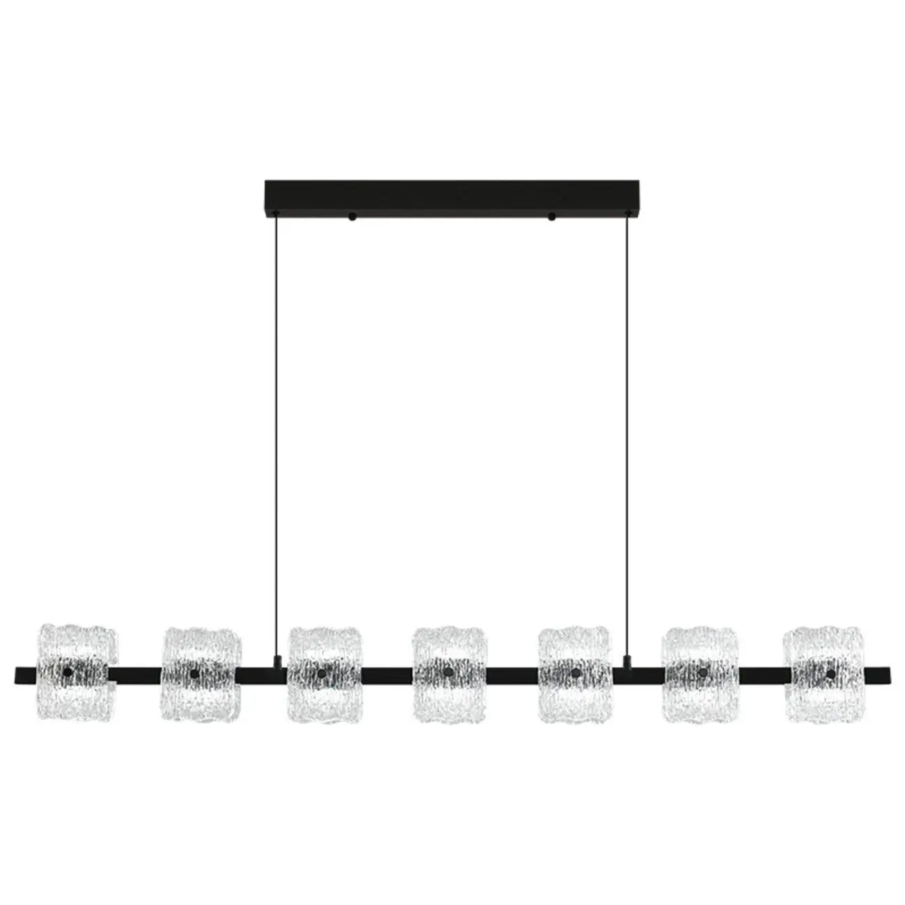 Suspension minimaliste noire à 10 lumières pour îlot central, avec télécommande et variateur