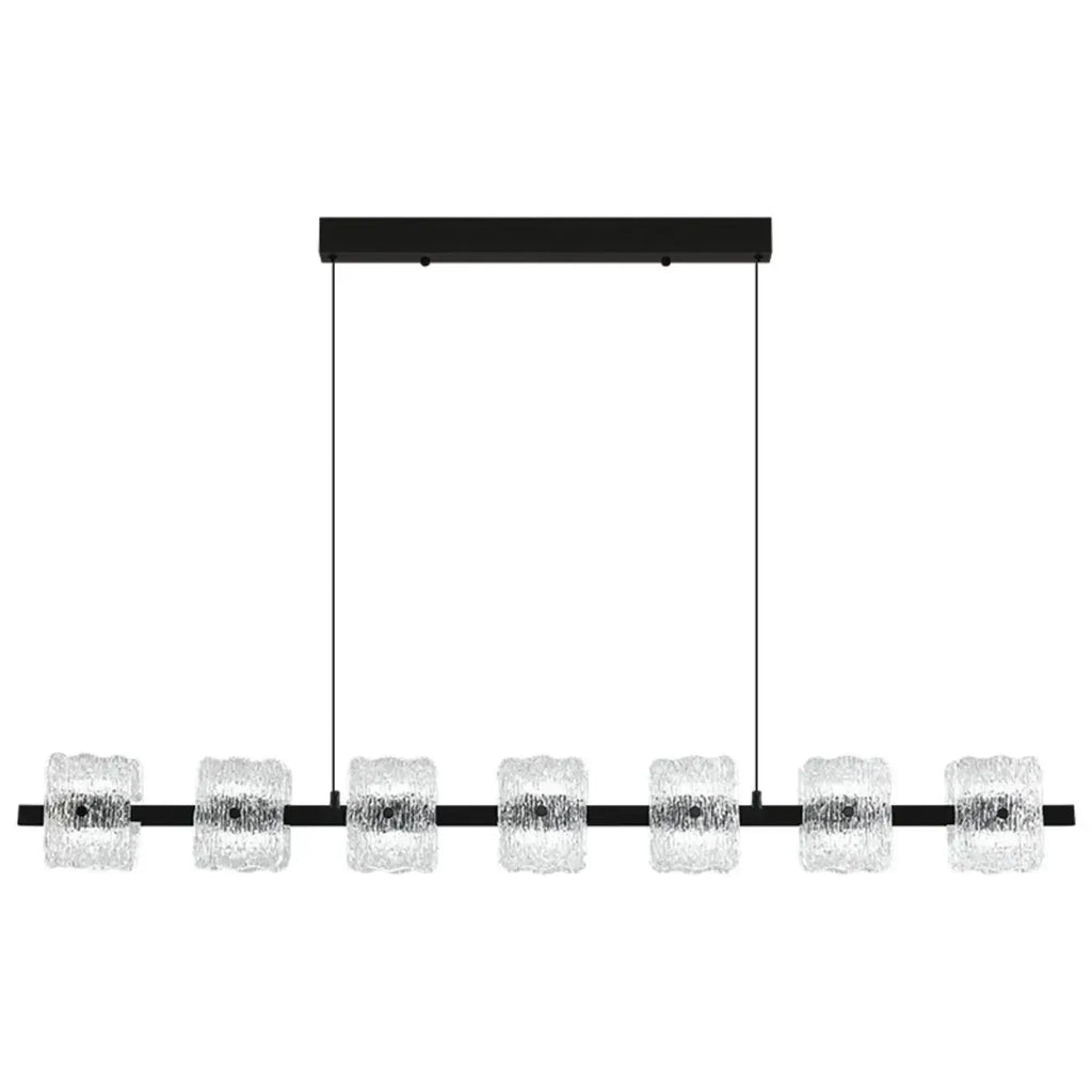 Suspension minimaliste noire à 10 lumières pour îlot central, avec télécommande et variateur