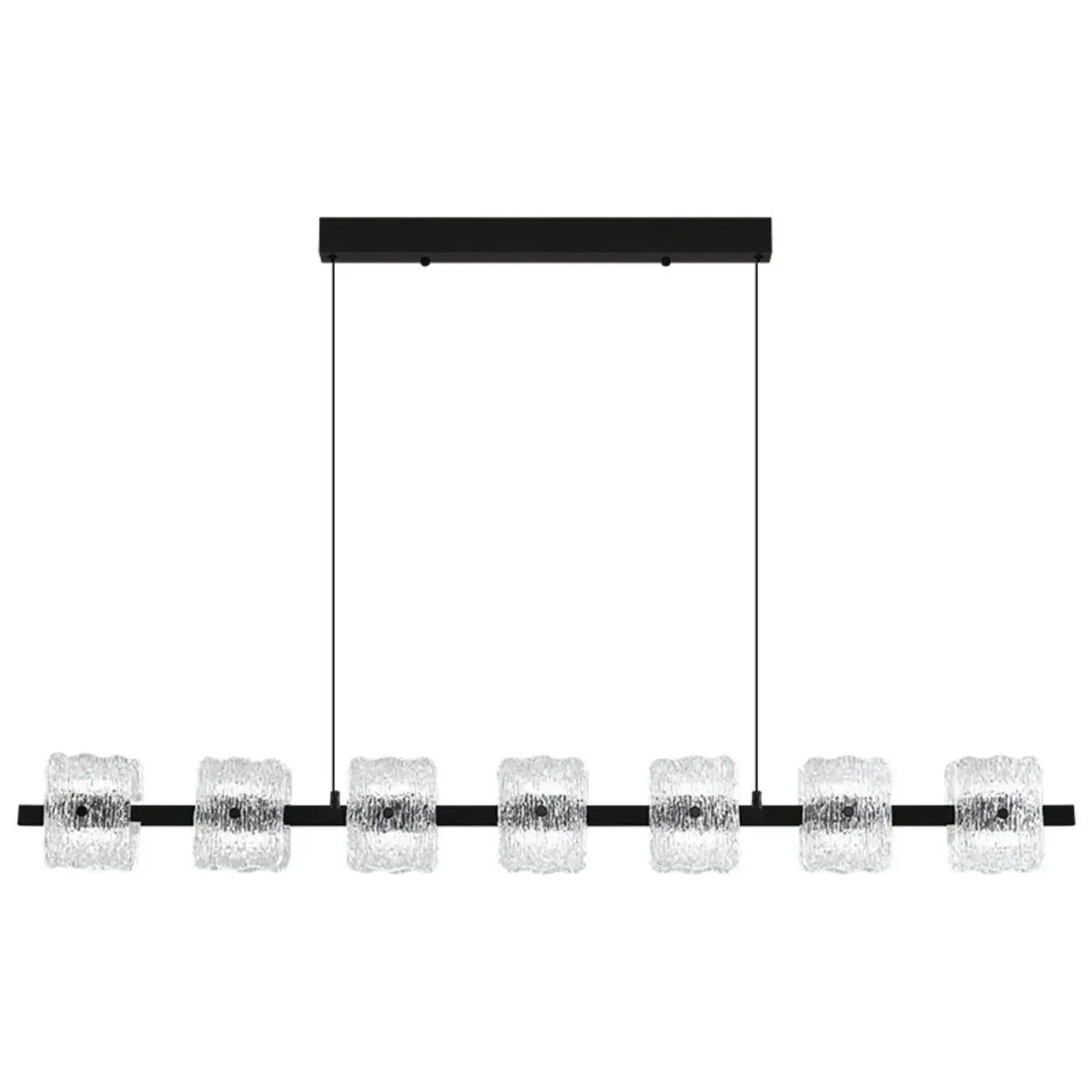 Suspension minimaliste noire à 10 lumières pour îlot central, avec télécommande et variateur