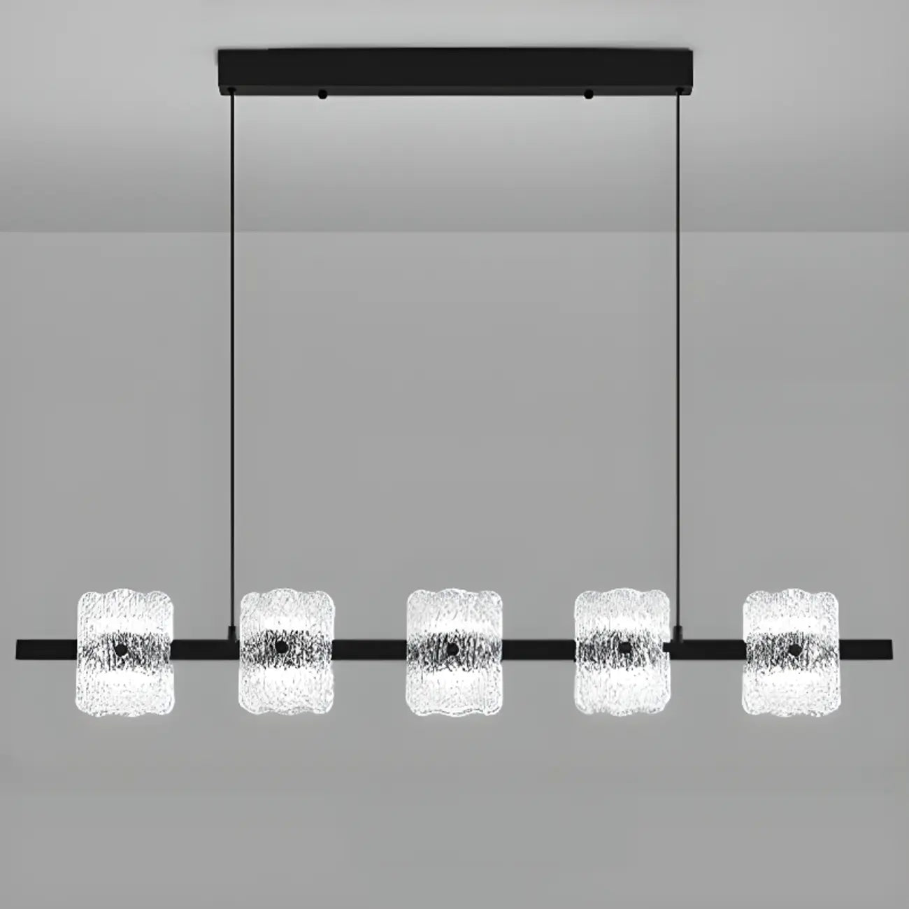 Suspension minimaliste noire à 10 lumières pour îlot central, avec télécommande et variateur