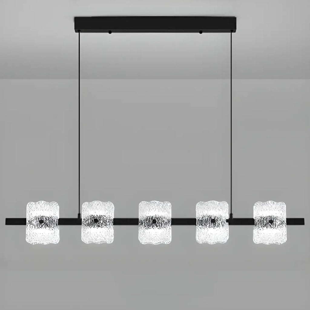 Suspension minimaliste noire à 10 lumières pour îlot central, avec télécommande et variateur