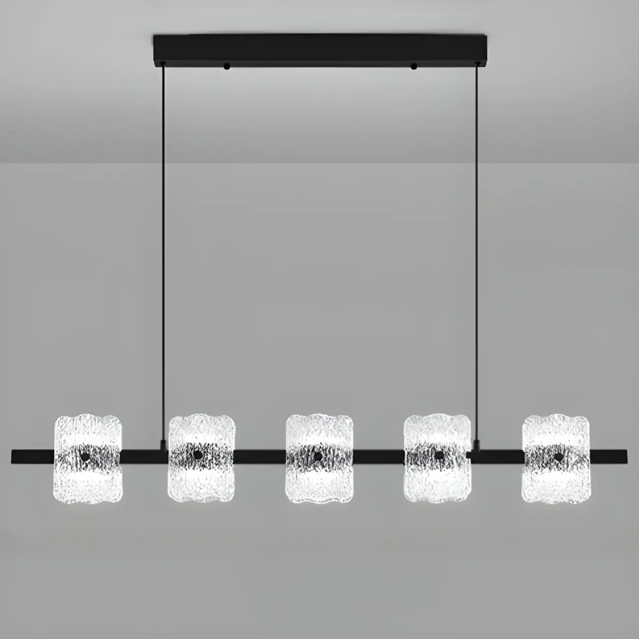 Suspension minimaliste noire à 10 lumières pour îlot central, avec télécommande et variateur