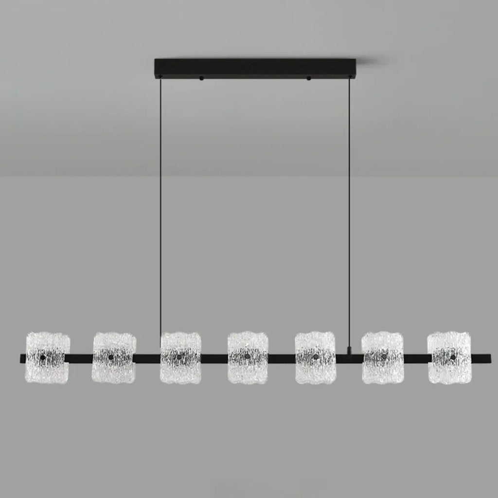 Suspension minimaliste noire à 10 lumières pour îlot central, avec télécommande et variateur