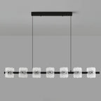 Suspension minimaliste noire à 10 lumières pour îlot central, avec télécommande et variateur