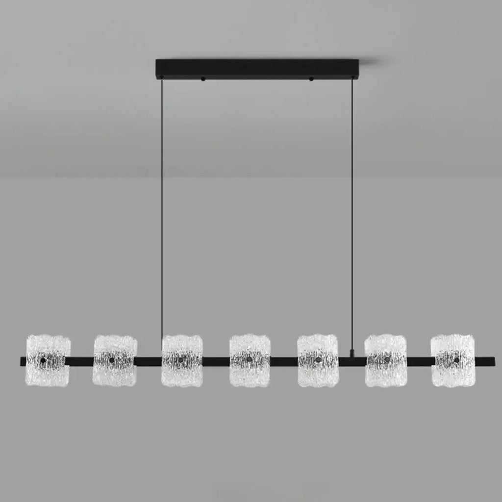 Suspension minimaliste noire à 10 lumières pour îlot central, avec télécommande et variateur