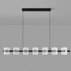 Suspension minimaliste noire à 10 lumières pour îlot central, avec télécommande et variateur