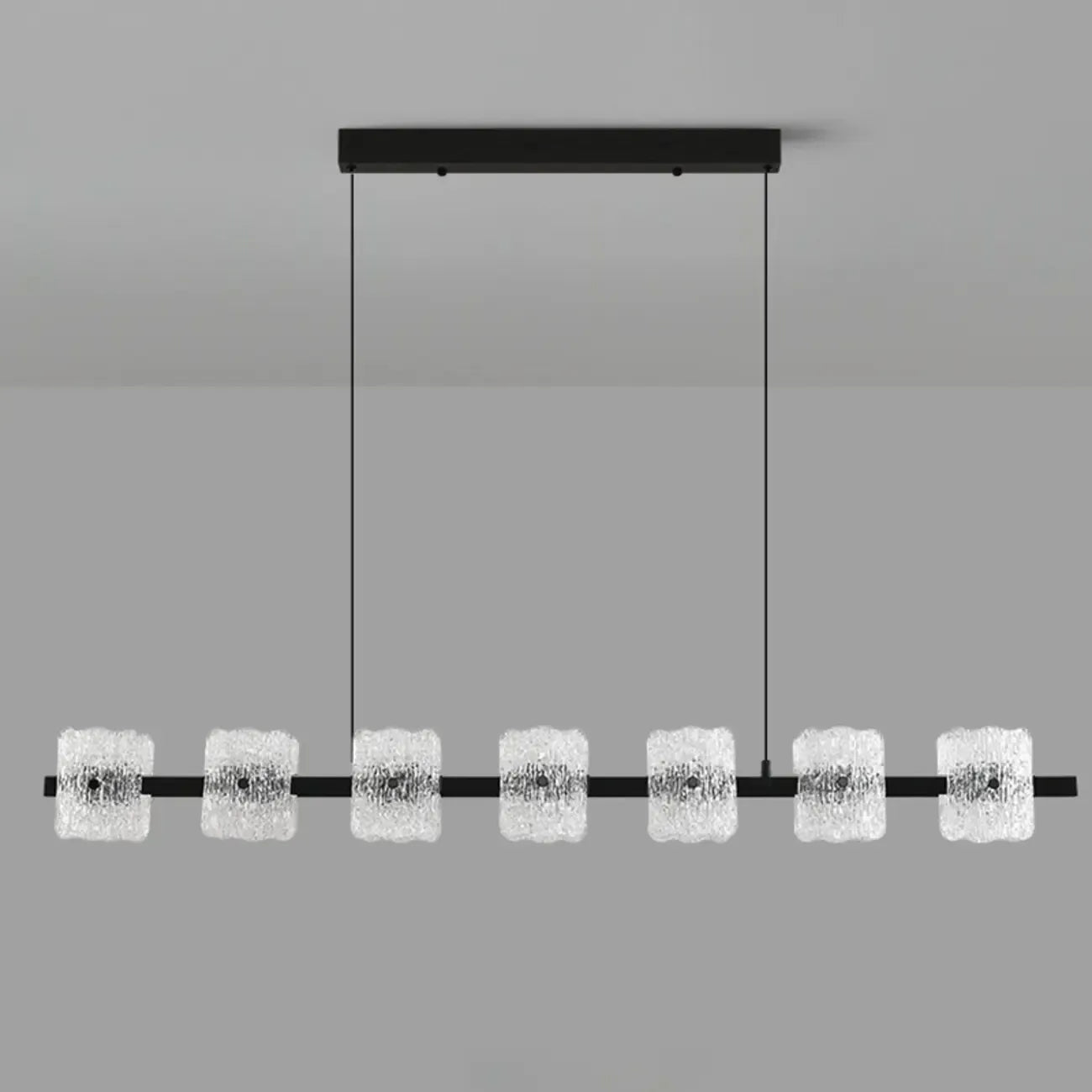 Suspension minimaliste noire à 10 lumières pour îlot central, avec télécommande et variateur