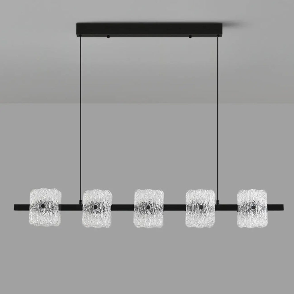 Suspension minimaliste noire à 10 lumières pour îlot central, avec télécommande et variateur