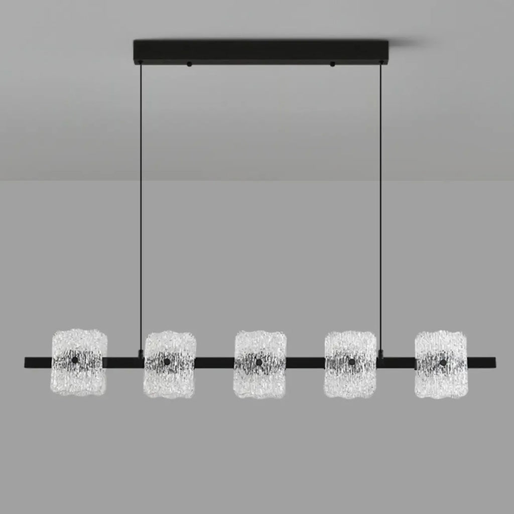 Suspension minimaliste noire à 10 lumières pour îlot central, avec télécommande et variateur