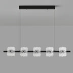 Suspension minimaliste noire à 10 lumières pour îlot central, avec télécommande et variateur