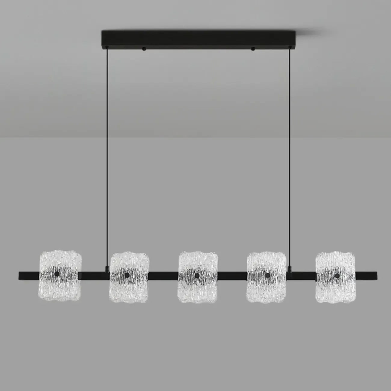 Suspension minimaliste noire à 10 lumières pour îlot central, avec télécommande et variateur