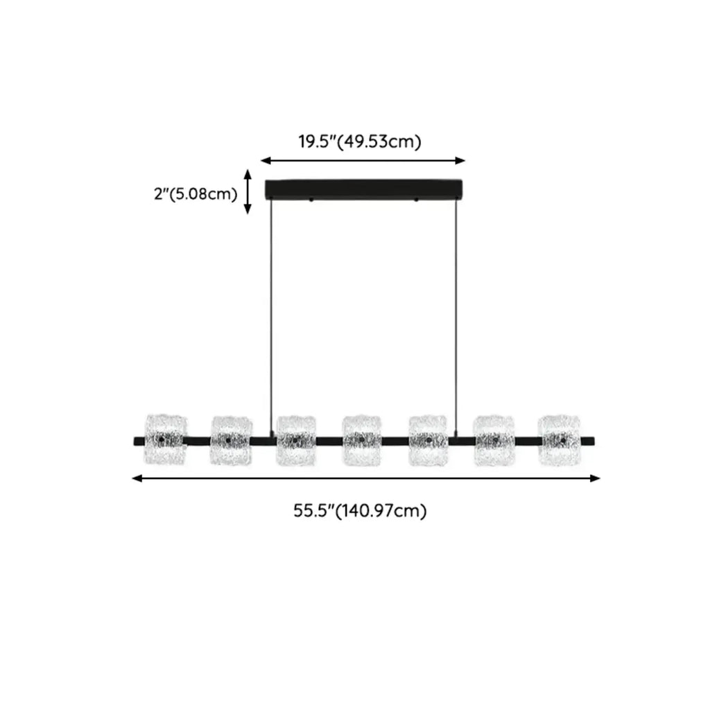 Suspension minimaliste noire à 10 lumières pour îlot central, avec télécommande et variateur