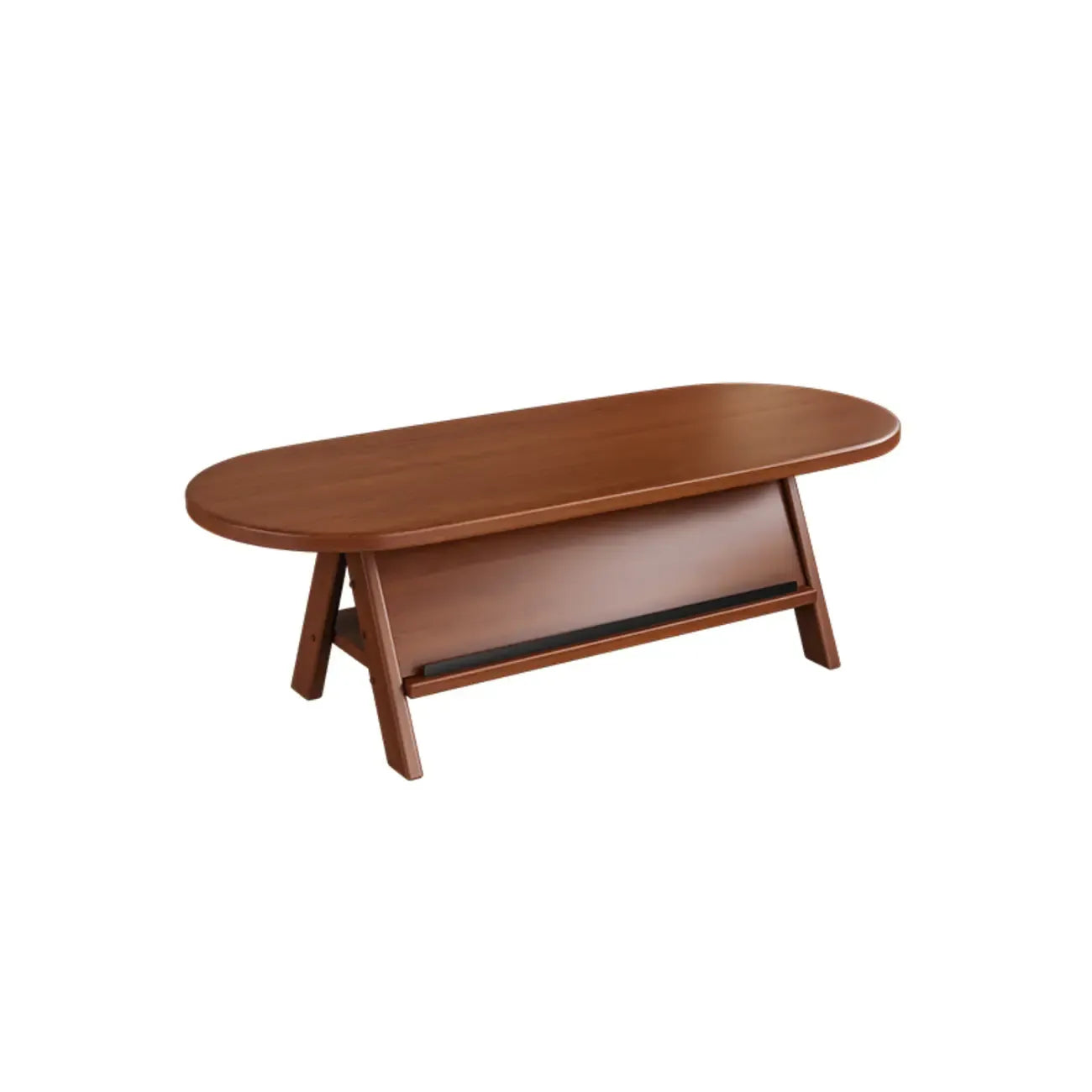 Table basse ovale classique en bois avec étagère inclinable