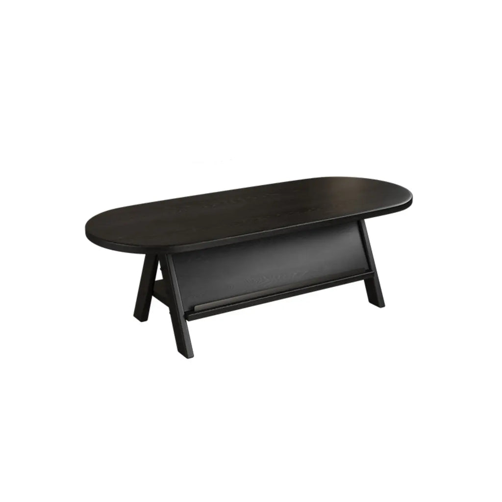 Table basse ovale classique en bois avec étagère inclinable