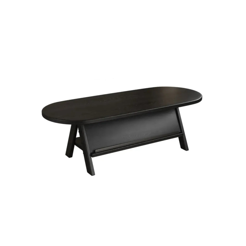 Table basse ovale classique en bois avec étagère inclinable