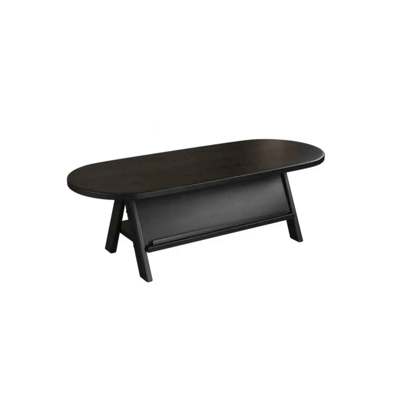 Table basse ovale classique en bois avec étagère inclinable