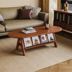 Table basse ovale classique en bois avec étagère inclinable