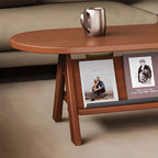 Table basse ovale classique en bois avec étagère inclinable