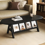 Table basse ovale classique en bois avec étagère inclinable