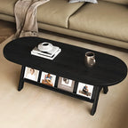 Table basse ovale classique en bois avec étagère inclinable