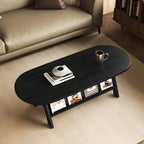 Table basse ovale classique en bois avec étagère inclinable