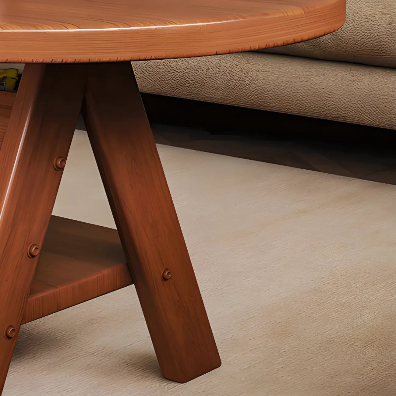 Table basse ovale classique en bois avec étagère inclinable