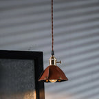 Suspension moderne géométrique en cuir et métal doré