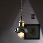 Suspension moderne géométrique en cuir et métal doré