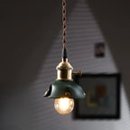 Suspension moderne géométrique en cuir et métal doré