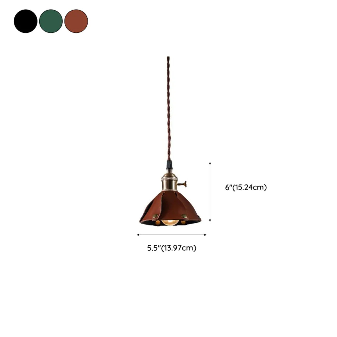 Suspension moderne géométrique en cuir et métal doré