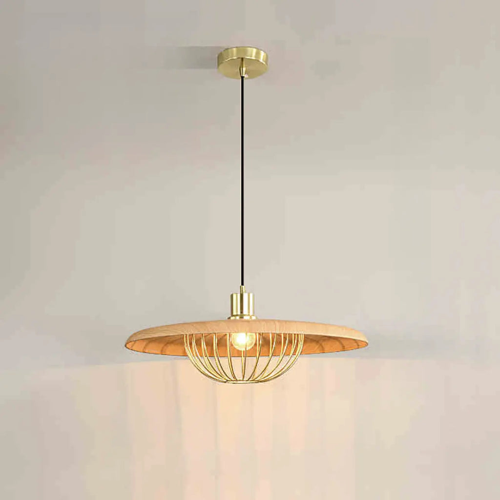 Suspension ronde dorée élégante pour intérieur