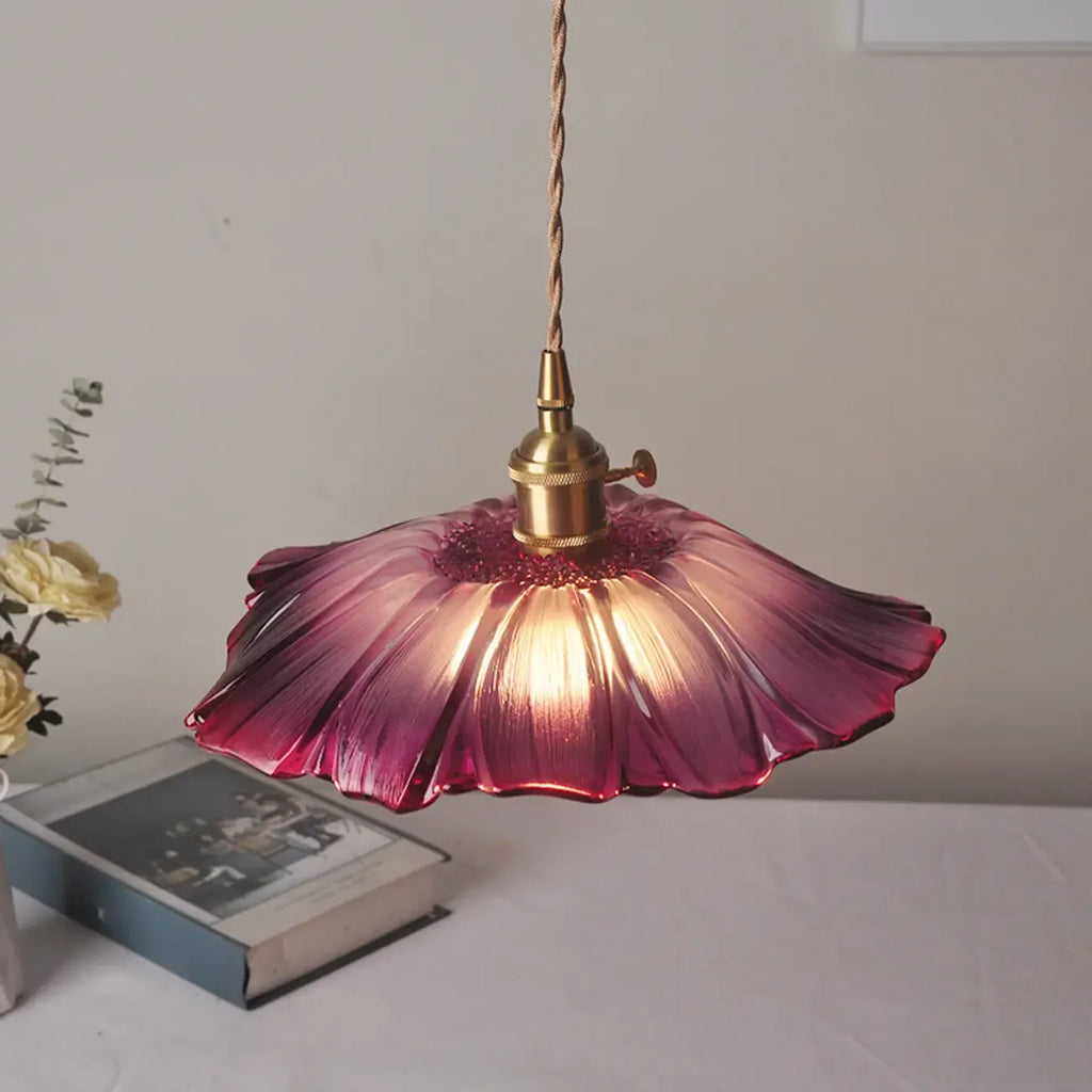 Suspension élégante en forme de fleur de verre pour intérieur, réglable