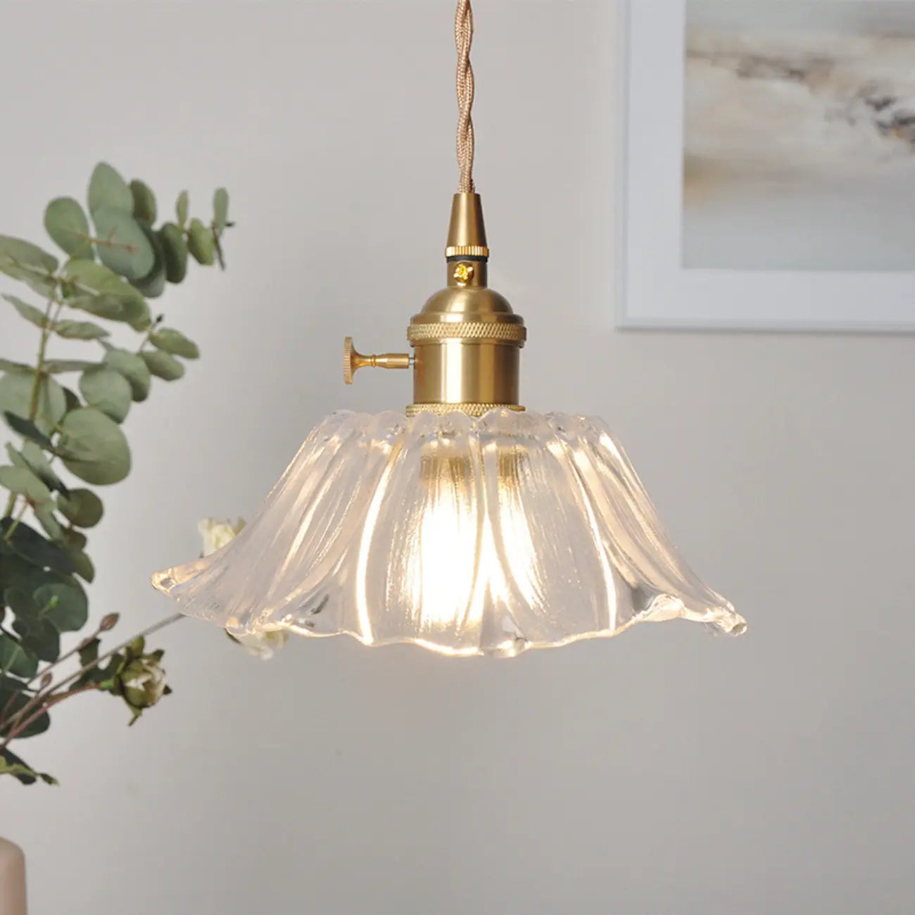 Suspension élégante en forme de fleur de verre pour intérieur, réglable