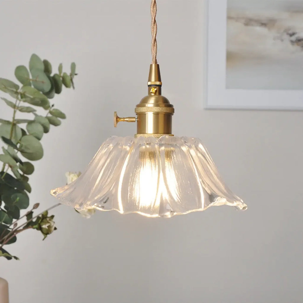 Suspension élégante en forme de fleur de verre pour intérieur, réglable