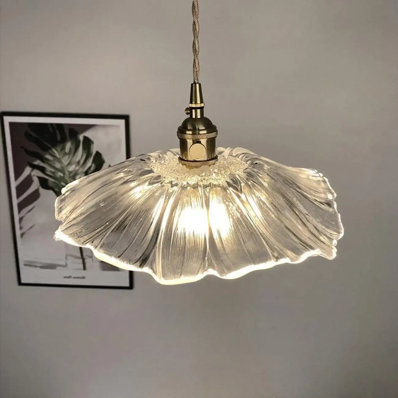 Suspension élégante en forme de fleur de verre pour intérieur, réglable