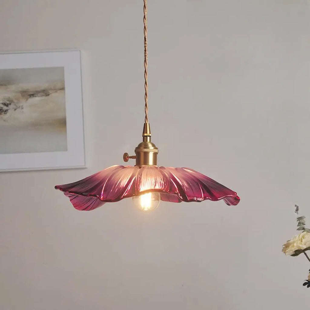 Suspension élégante en forme de fleur de verre pour intérieur, réglable