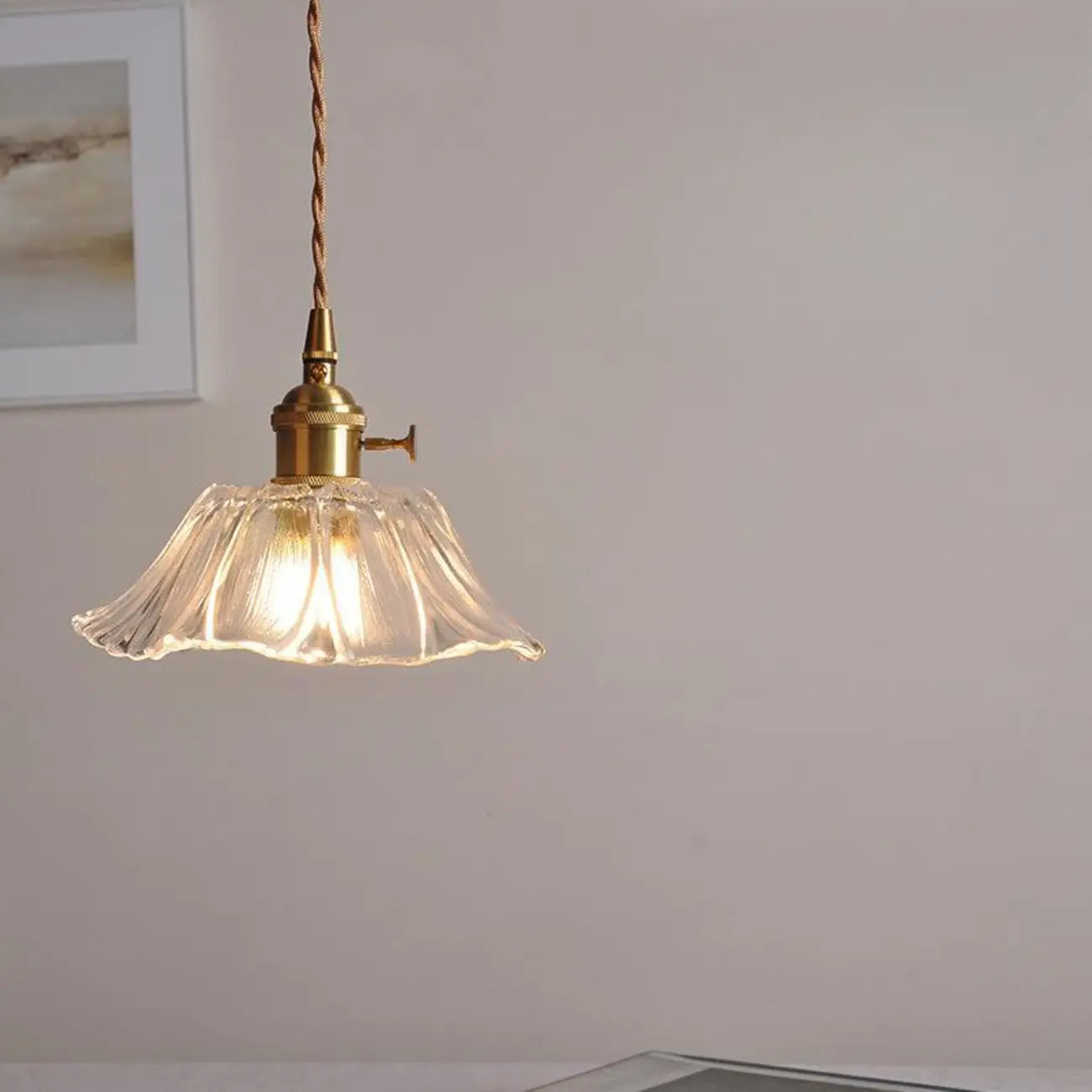 Suspension élégante en forme de fleur de verre pour intérieur, réglable